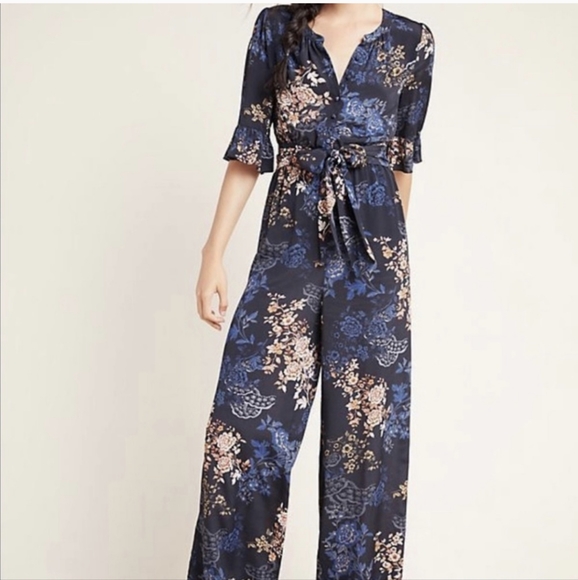 Anthropologie x Kachel floral satin jumpsuit - Picture 3 of 13
